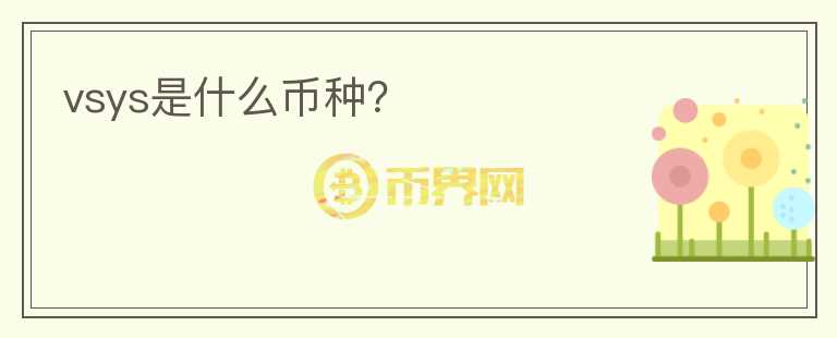 vsys是什么幣種？
