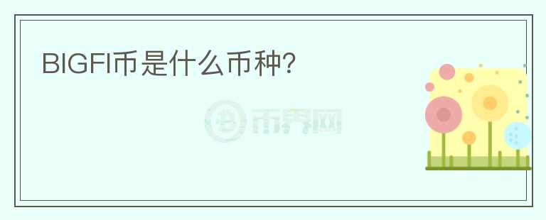 BIGFI幣是什么幣種？