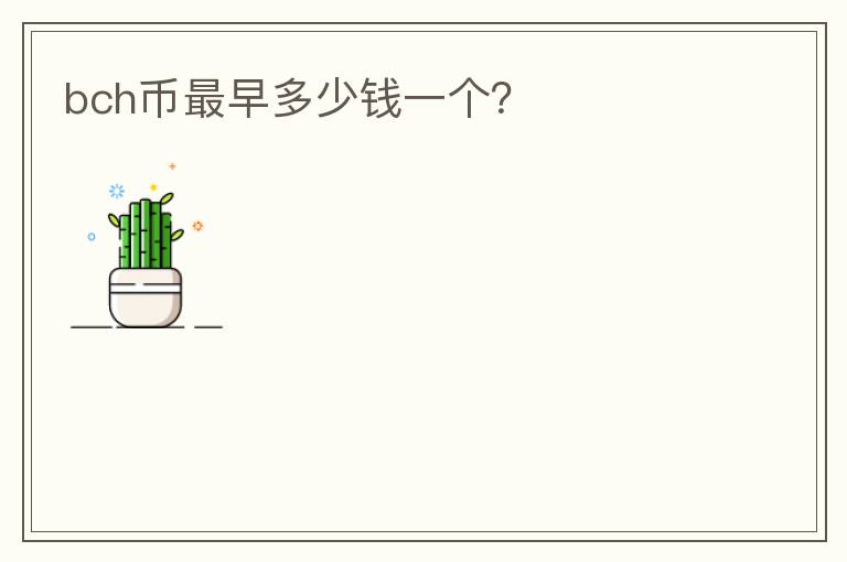bch幣最早多少錢一個？