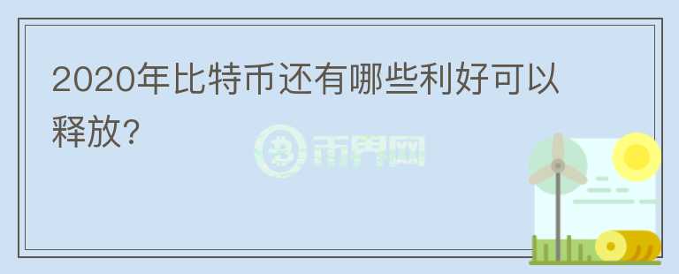 2020年比特幣還有哪些利好可以釋放?