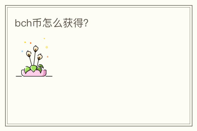 bch幣怎么獲得？