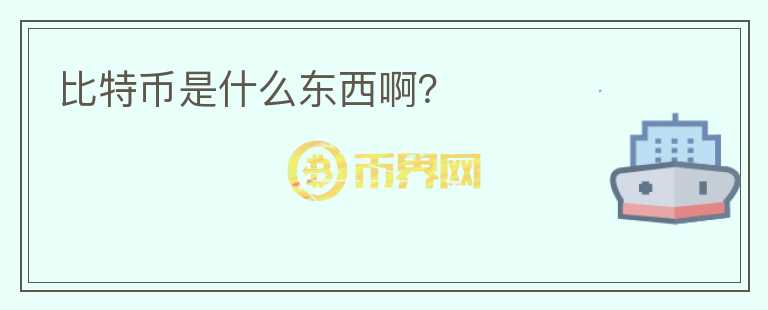 比特幣是什么東西??？