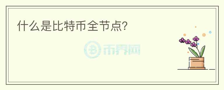 什么是比特幣全節(jié)點(diǎn)？