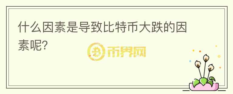 什么因素是導致比特幣大跌的因素呢？
