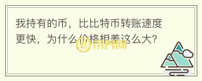 我持有的幣，比比特幣轉(zhuǎn)賬速度更快，為什么價(jià)格相差這么大？