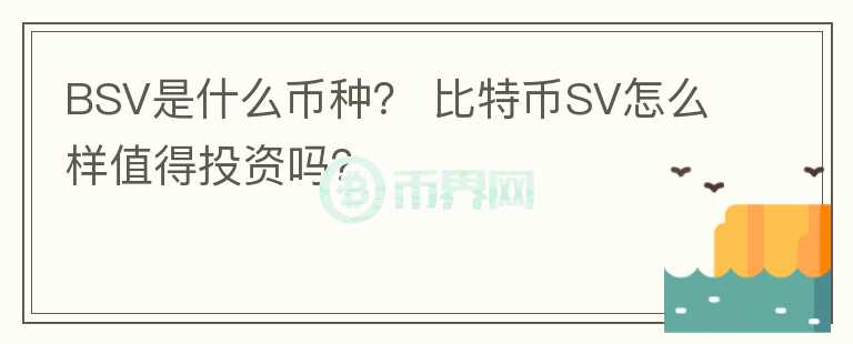 BSV是什么幣種？ 比特幣SV怎么樣值得投資嗎？