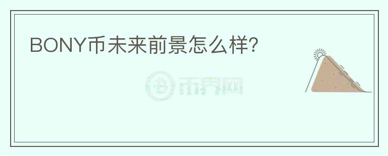 BONY幣未來前景怎么樣？