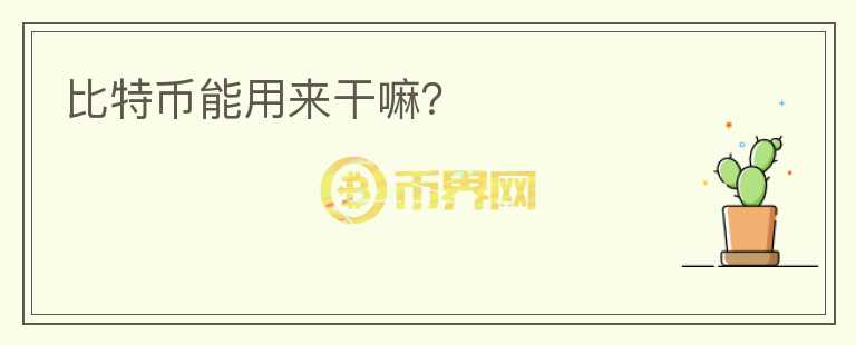 比特幣能用來干嘛？