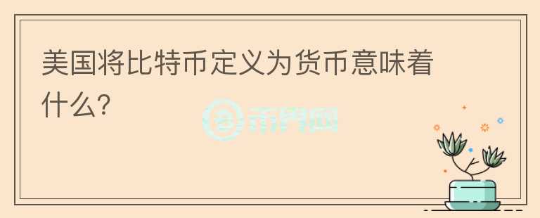 美國將比特幣定義為貨幣意味著什么？