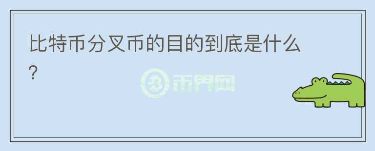比特幣分叉幣的目的到底是什么？