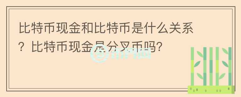 比特幣現(xiàn)金和比特幣是什么關(guān)系？比特幣現(xiàn)金是分叉幣嗎？
