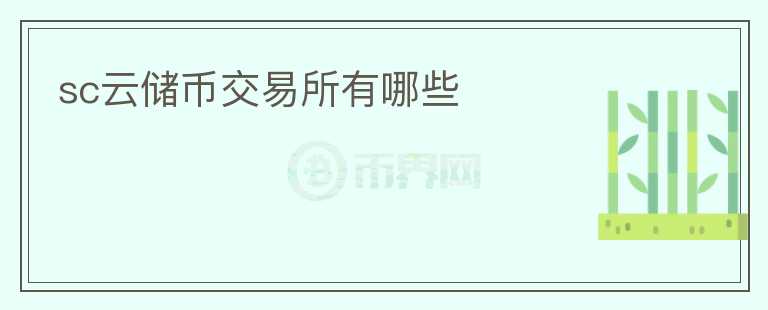 sc云儲(chǔ)幣交易所有哪些