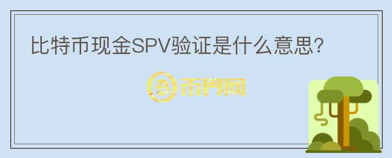 比特幣現(xiàn)金SPV驗(yàn)證是什么意思？