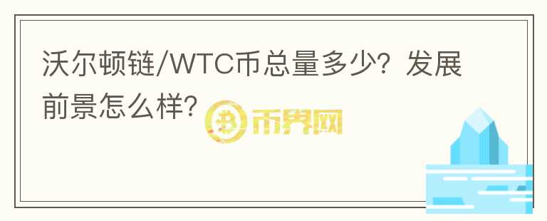 沃爾頓鏈/WTC幣總量多少？發(fā)展前景怎么樣？