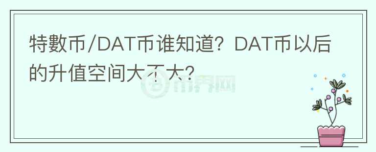 特?cái)?shù)幣/DAT幣誰知道？DAT幣以后的升值空間大不大？