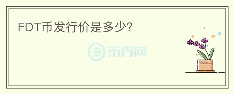 FDT幣發(fā)行價(jià)是多少？