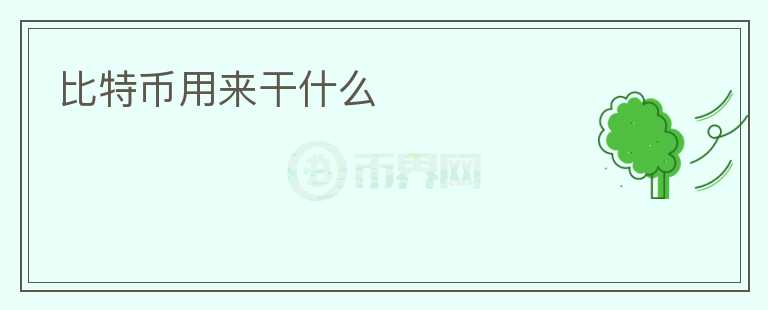 比特幣用來(lái)干什么