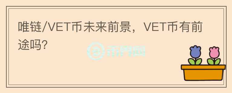 唯鏈/VET幣未來前景，VET幣有前途嗎？