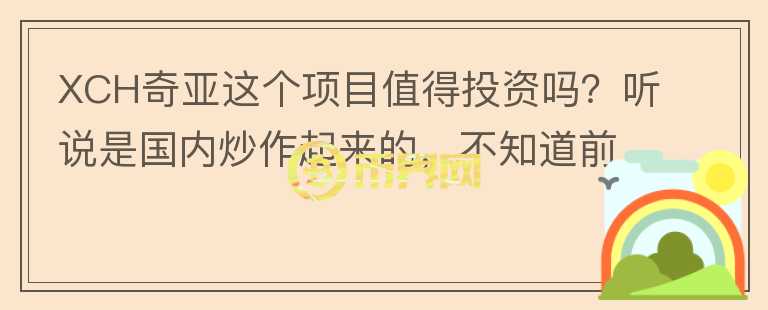 XCH奇亞這個(gè)項(xiàng)目值得投資嗎？聽說是國內(nèi)炒作起來的，不知道前景如何？