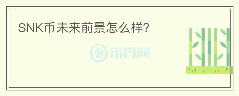 SNK幣未來前景怎么樣？