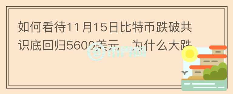 如何看待11月15日比特幣跌破共識(shí)底回歸5600美元，為什么大跌呢？