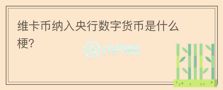 維卡幣納入央行數(shù)字貨幣是什么梗？
