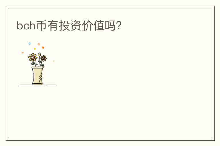 bch幣有投資價(jià)值嗎？