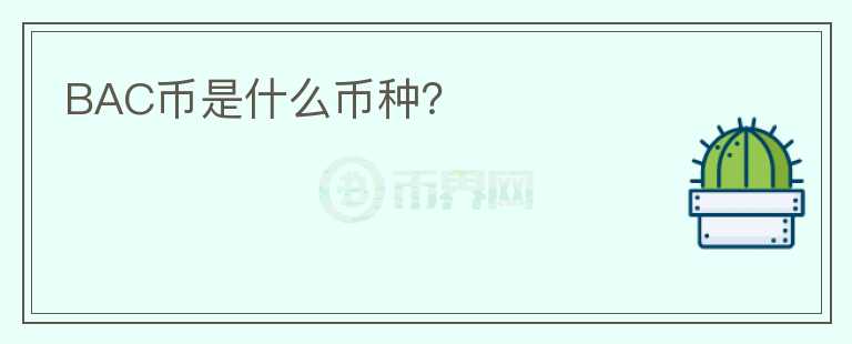 BAC幣是什么幣種？