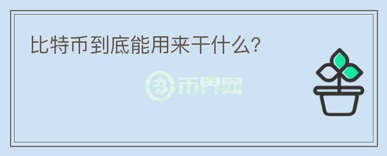 比特幣到底能用來干什么？