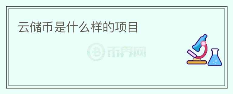 云儲幣是什么樣的項目