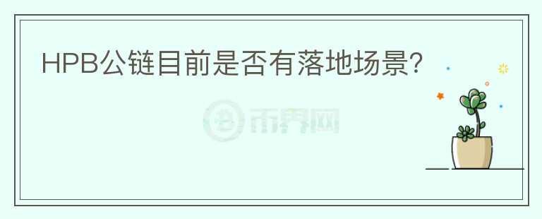 HPB公鏈目前是否有落地場景？