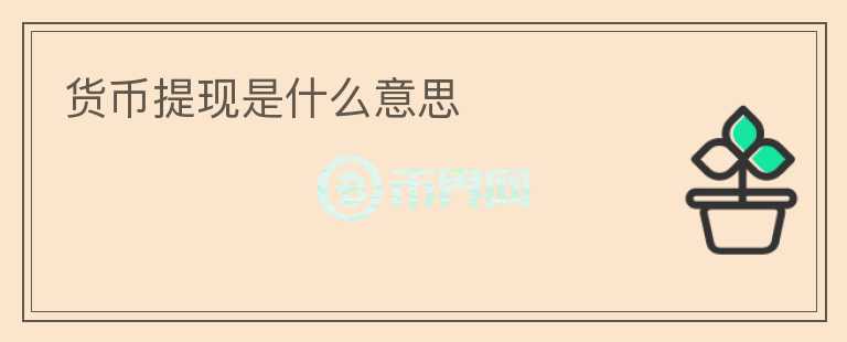 貨幣提現(xiàn)是什么意思