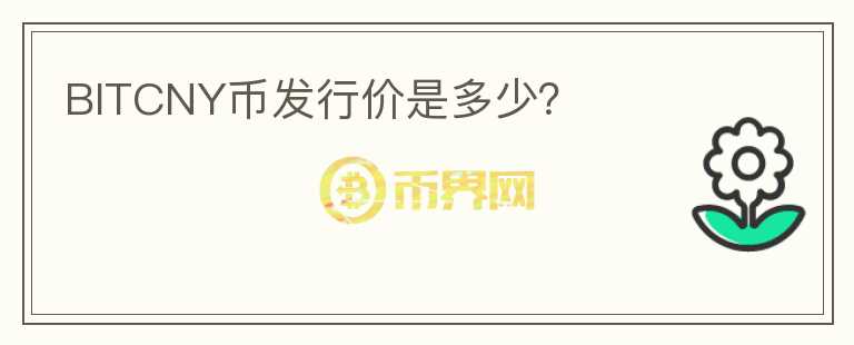 BITCNY幣發(fā)行價是多少？