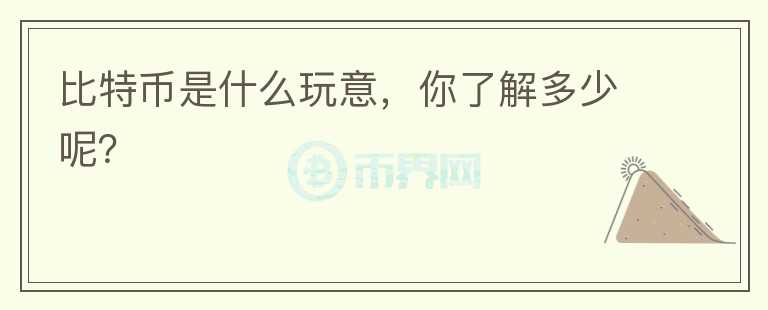 比特幣是什么玩意，你了解多少呢？