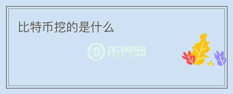 比特幣挖的是什么